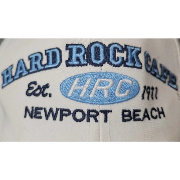 Vintage 90s Hard Rock Cafe Newport Beach Love all serve all Hat strap back white - Picture 2 of 12